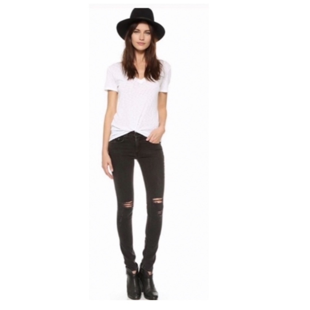 Rag & Bone High Rise Skinny Jeans in Black Night- Size 29.